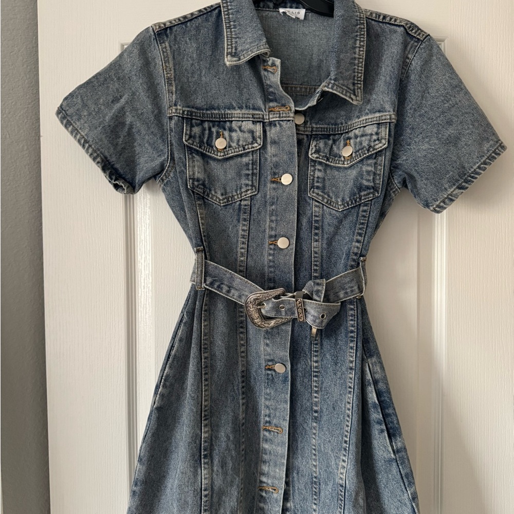 Le Lis Blue Denim Dress with Belt